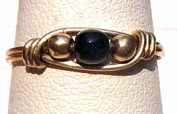 Sterling Silver Wire Wrapped Ring with Jet Black Bead
