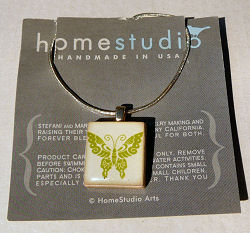 Butterfly Scrabble Tile Pendant with Sterling Silver Chain