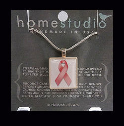 Breast Cancer Awareness Scrabble Tile Pendant with Sterling Silver Chain