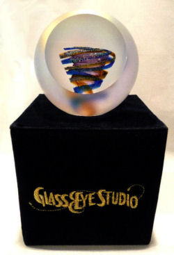 Environmental Series Tornado Dichroic Glass Paperweight by Glass Eye Studio