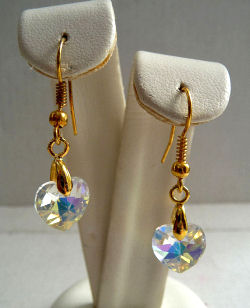 Genuine Swarovski Crystal Aurore Boreale Heart Earrings