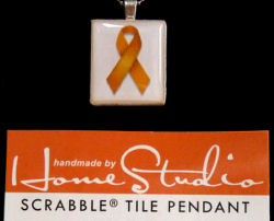 Childhood Cancer Awareness Scrabble Tile Pendant with Sterling Silver Chain