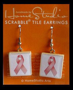 Breast Cancer Awareness Scrabble Tile Earrings
