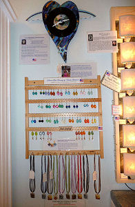 Dichroic Glass Earrings, Recycled Record Clock