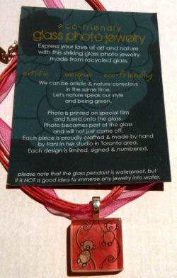 Pink Monkeys Limited Edition Signed Glass Pendant by Fani Song