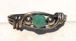 Sterling Silver Wire Wrapped Ring with Jadite Facet Cut Bead