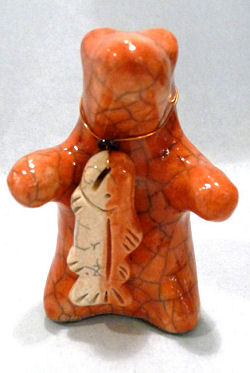 Raku Bear with Fish