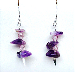 Genuine Amethyst Gemstones with Swarovski Crystals Earrings
