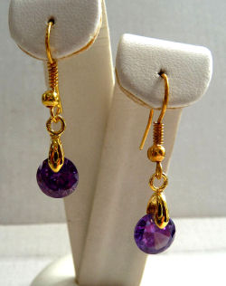 Amethyst Cubic Zirconia Gem Drop Earrings