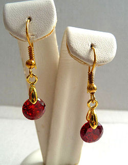 Ruby Red Cubic Zirconia Gem Drop Earrings