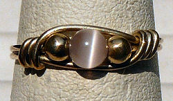 Sterling Silver Wire Wrapped Ring with Light Lilac Cat's Eye