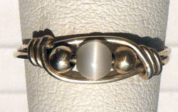 Sterling Silver Wire Wrapped Ring with Silver Cat's Eye